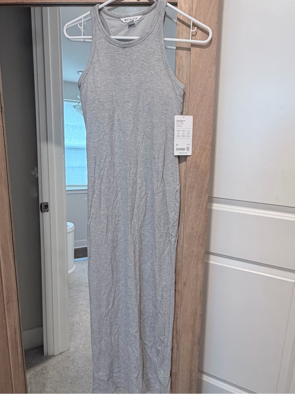 Athleta Light Gray Ribbed Tank Maxi Slip